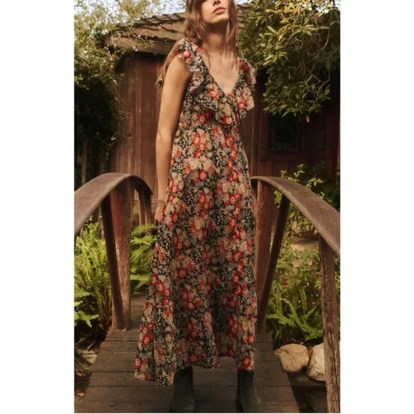 The GREAT Geranium Floral Maxi Dress Womens L - Picture 1 of 16